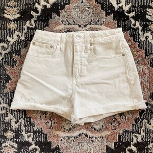 Madewell high rise white denim cut off shorts